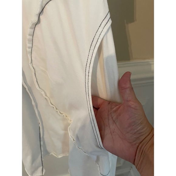 Cynthia Ashby White Cotton Knit Lagenlook Raw Seam Patchwork A-Line Dress XS - Picture 9 of 9